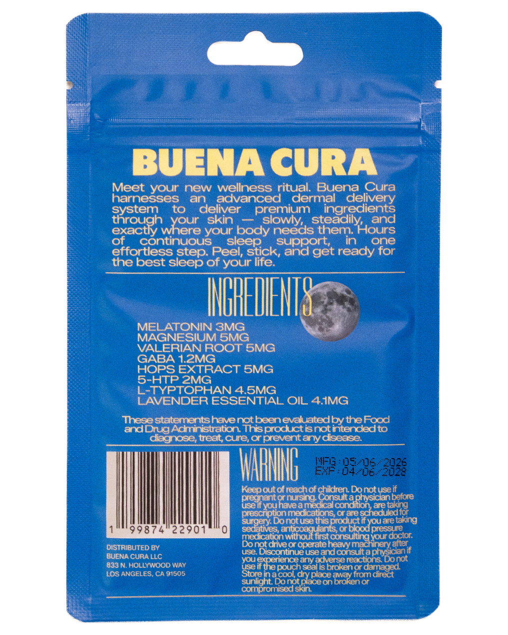 Buena Cura Sleep Patches Melatonin, Magnesium & Valerian Root