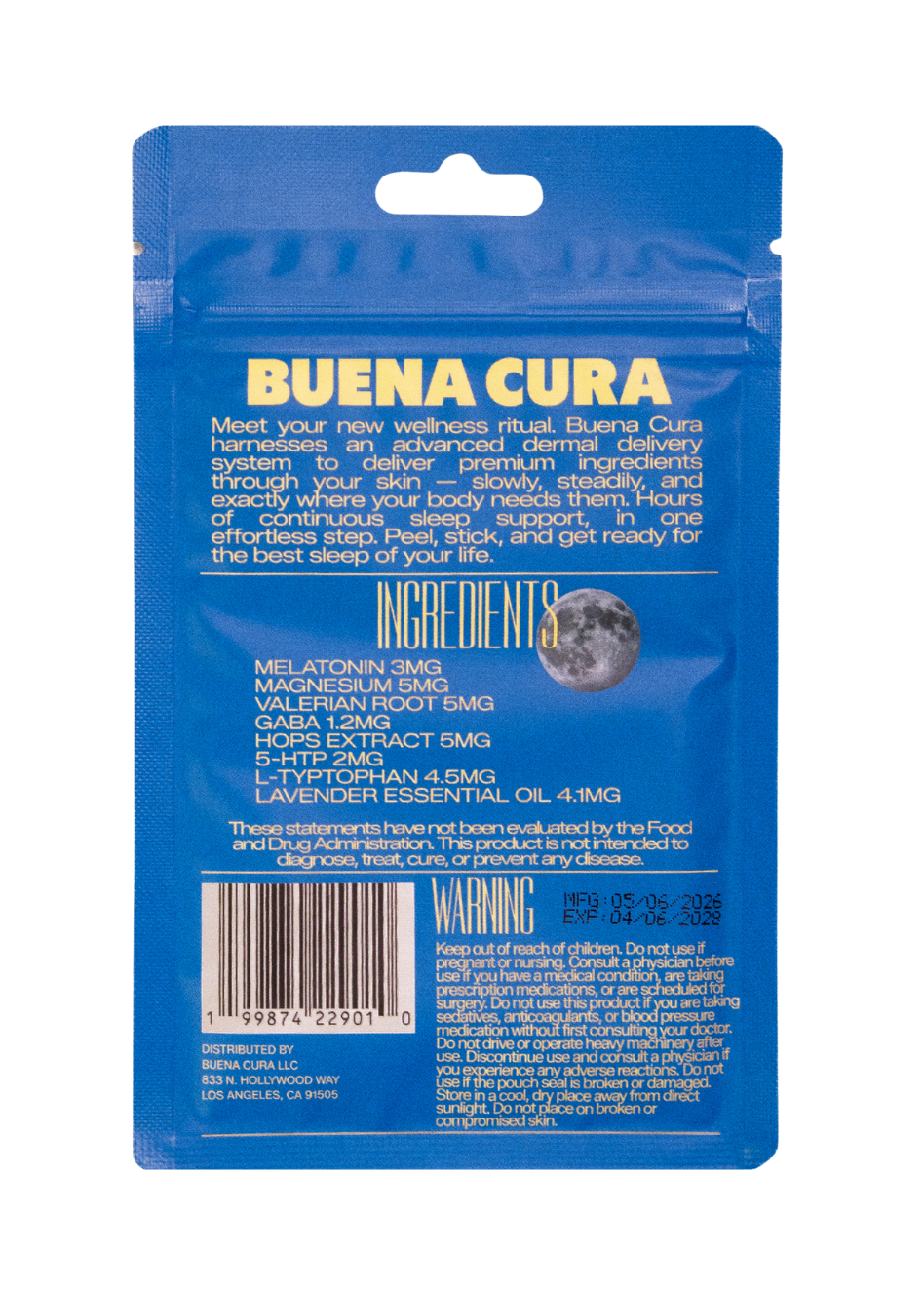 Buena Cura Sleep Patches Melatonin, Magnesium & Valerian Root